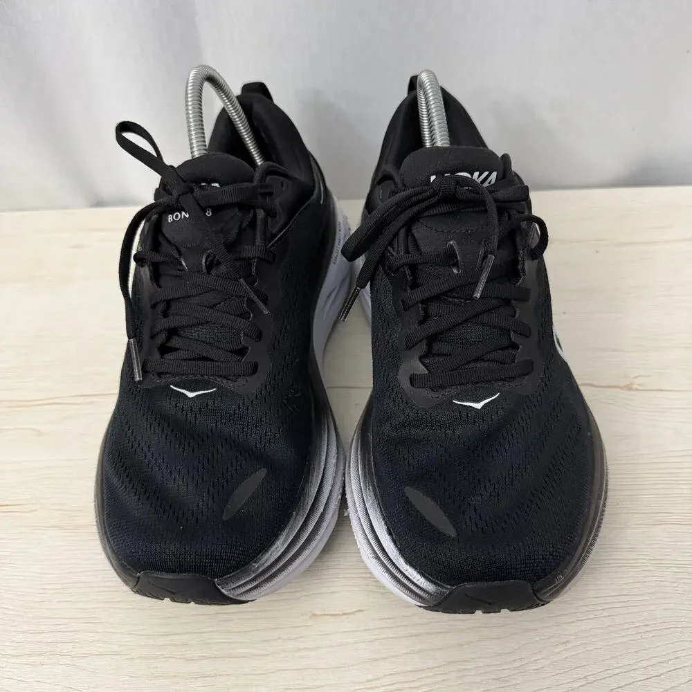 Hoka One One Bondi 8 Shoes Women’s Size 11 D Wide Running Black White